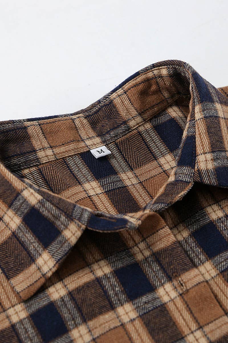 CWTBLL556_PLAID LOOSE CASUAL COMMUTER LONG-SLEEVED SHIRT