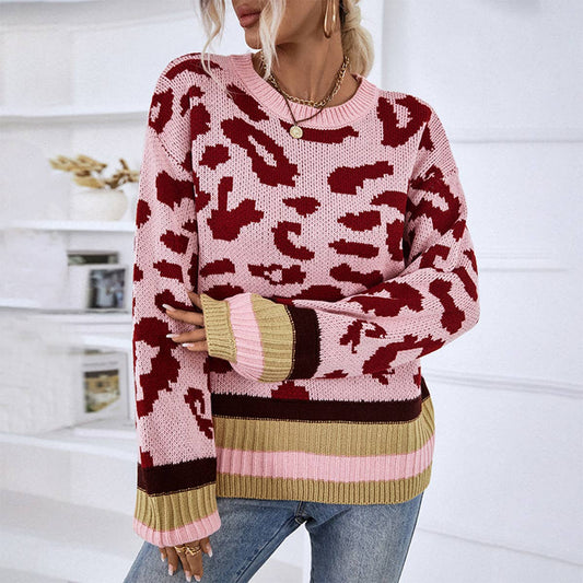 CREW-NECK LEOPARD JACQUARD SWEATER