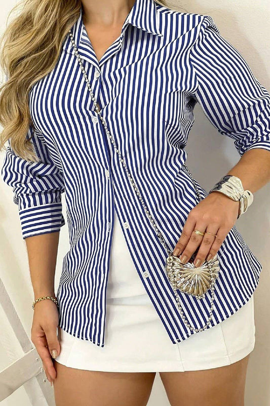 CWTBLL00593_SIMPLE STRIPED BUTTON-DOWN LONG SLEEVE SHIRT