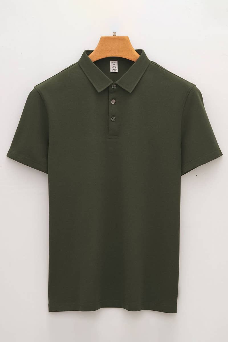 CWTBLS1787_MEN'S SIMPLE SEAMLESS COLLAR POLO SHIRT
