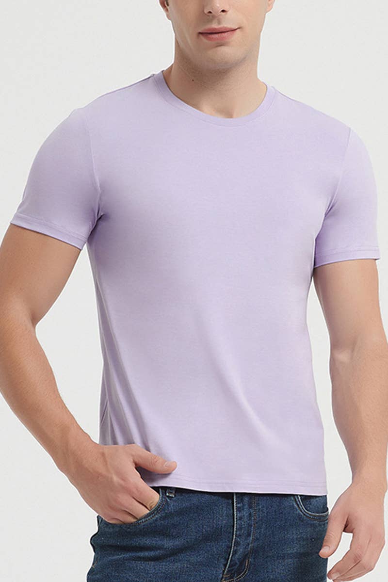 CWTTS1314_MEN'S CASUAL SOLID COLOR ROUND NECK T-SHIRT