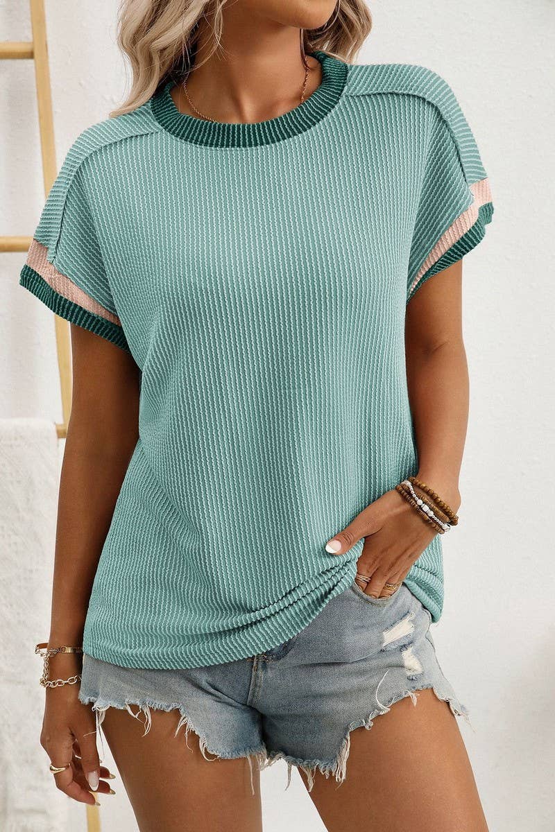 CWTBLS2256_TWISTED SEAM COLORBLOCK CREW NECK TEE