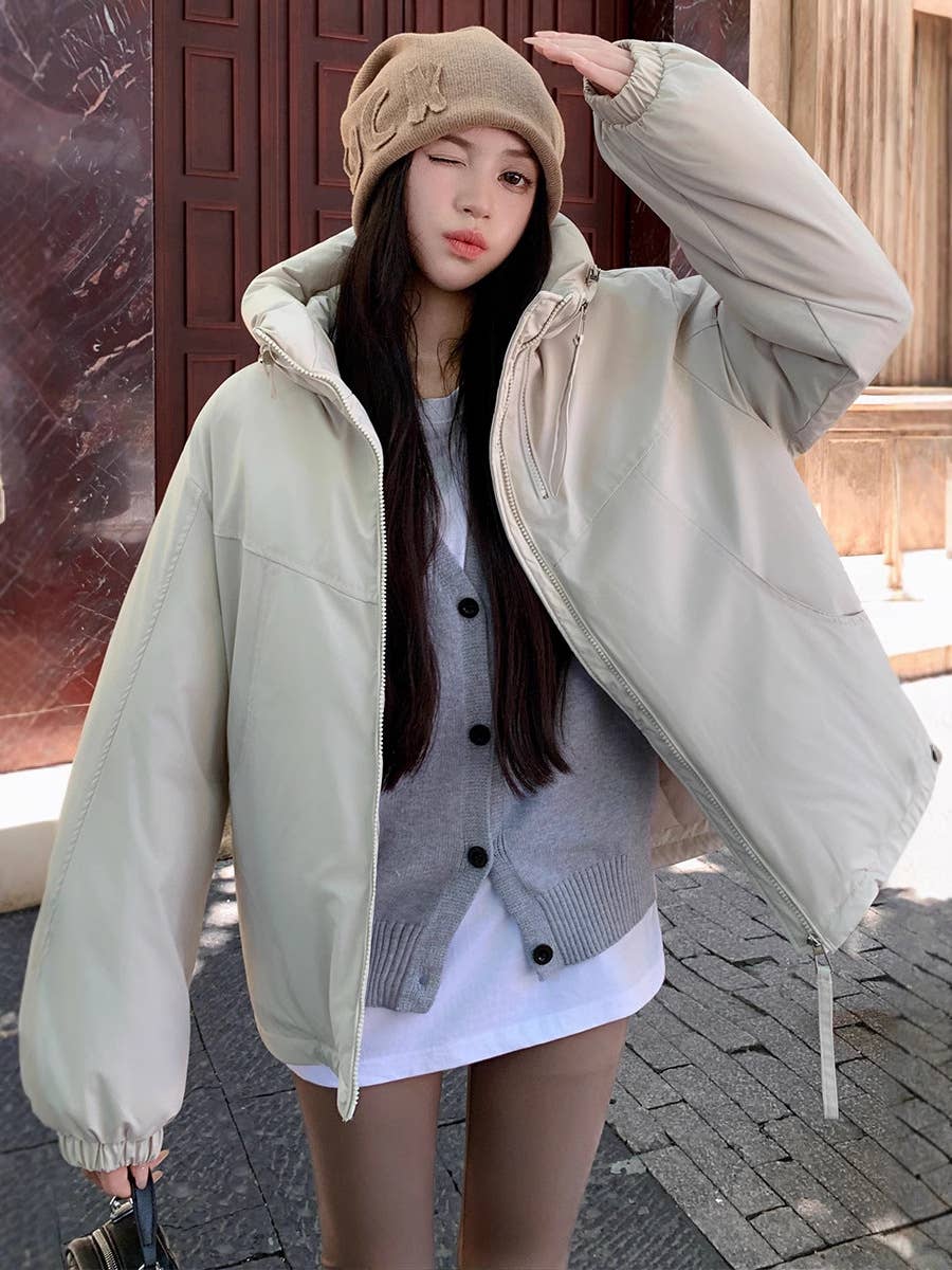 Casual hooded cotton windbreaker jacket