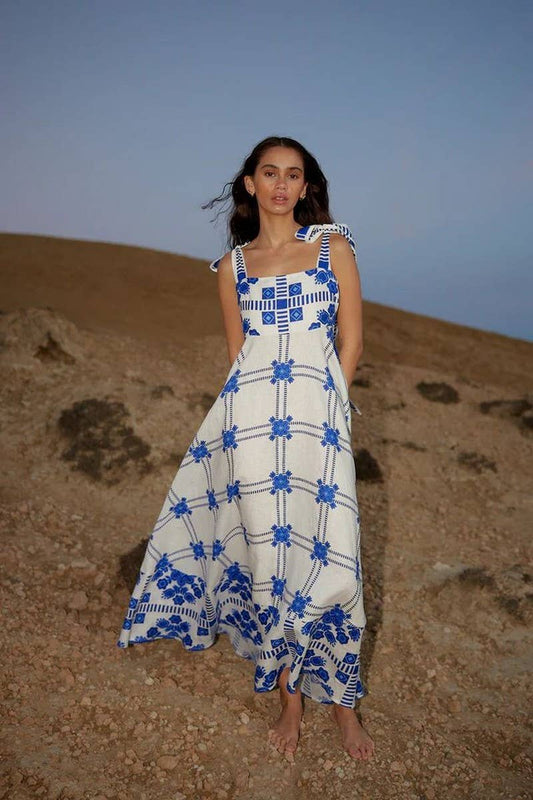 CWDMD5177_HALTER NECK FLORAL PRINT SLEEVELESS MAXI DRESS