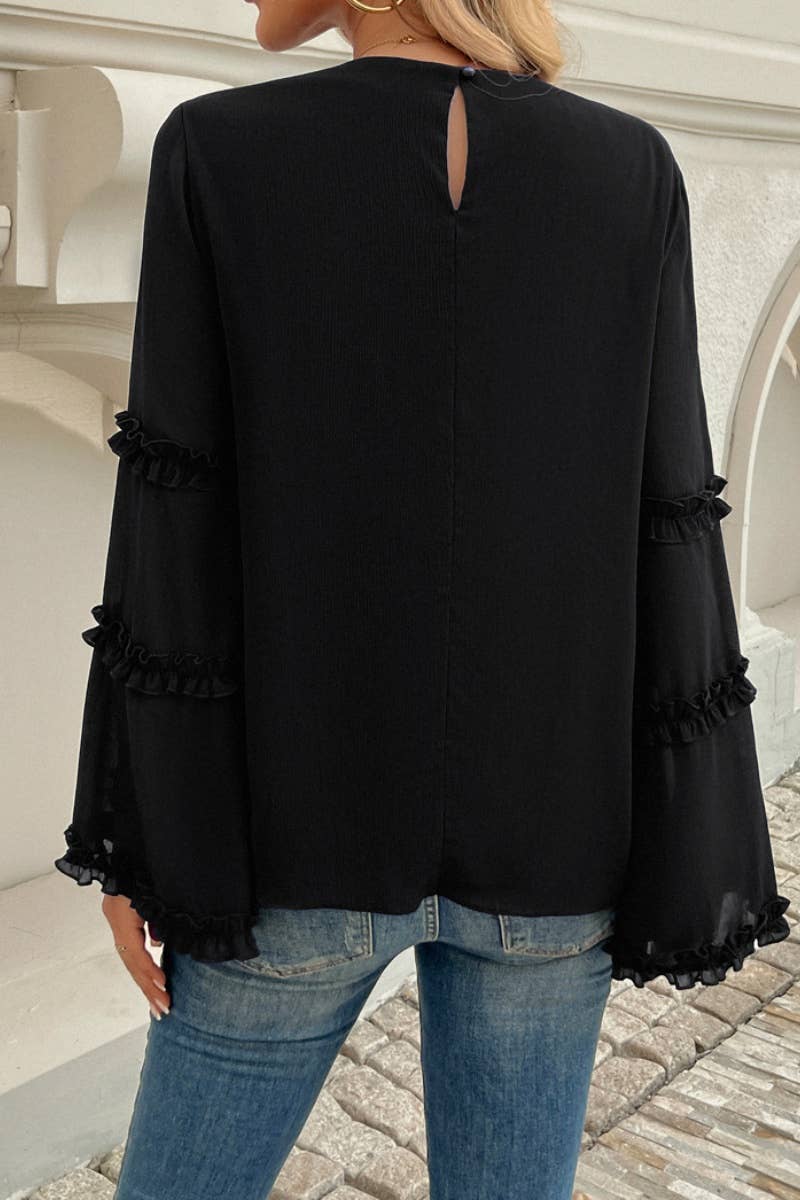 CWTBLL1893_FALL BAGGY CREW NECK TOP WITH FLARED SLEEVES