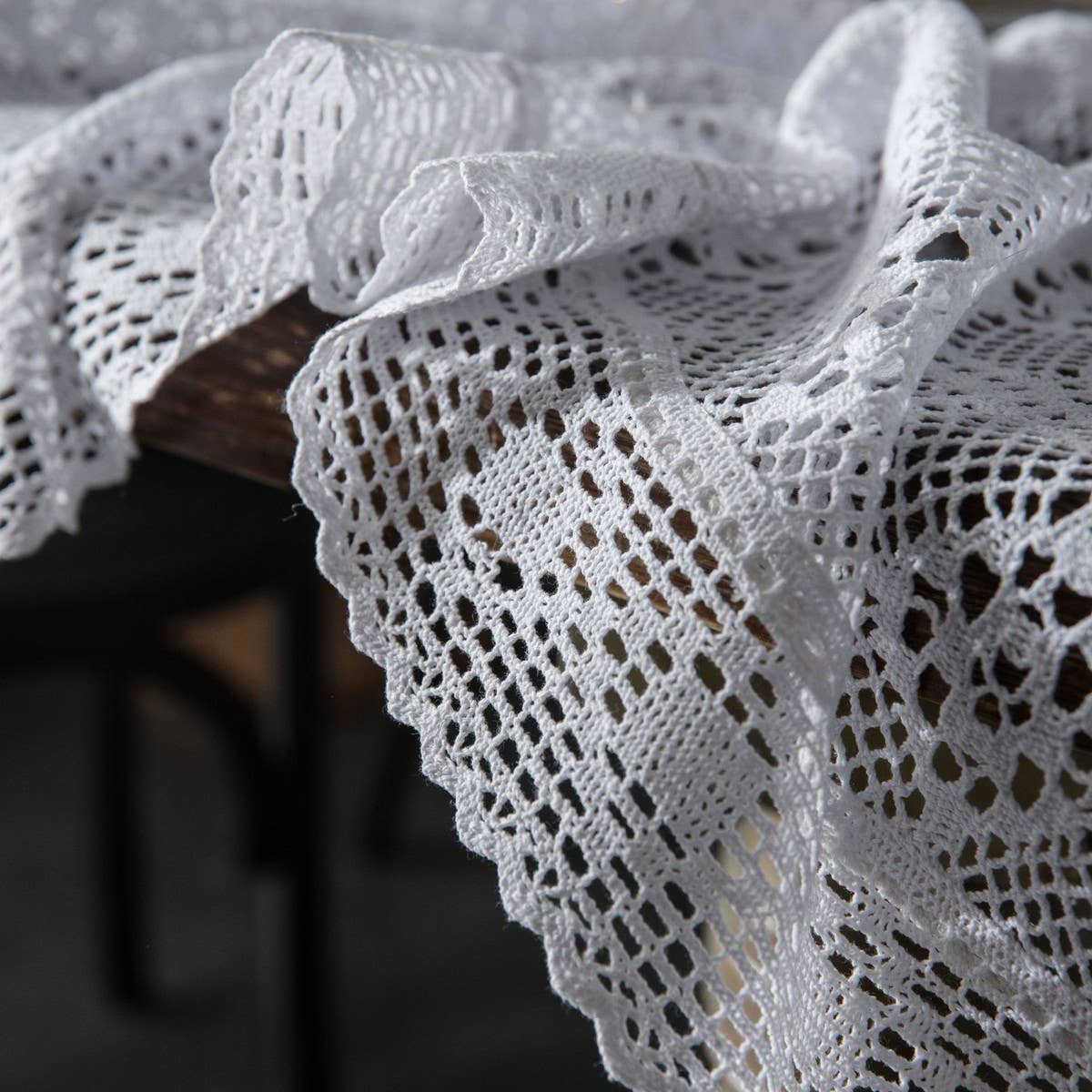 WHITE CROCHET HOLLOW PASTORAL FRESH TABLECLOTH