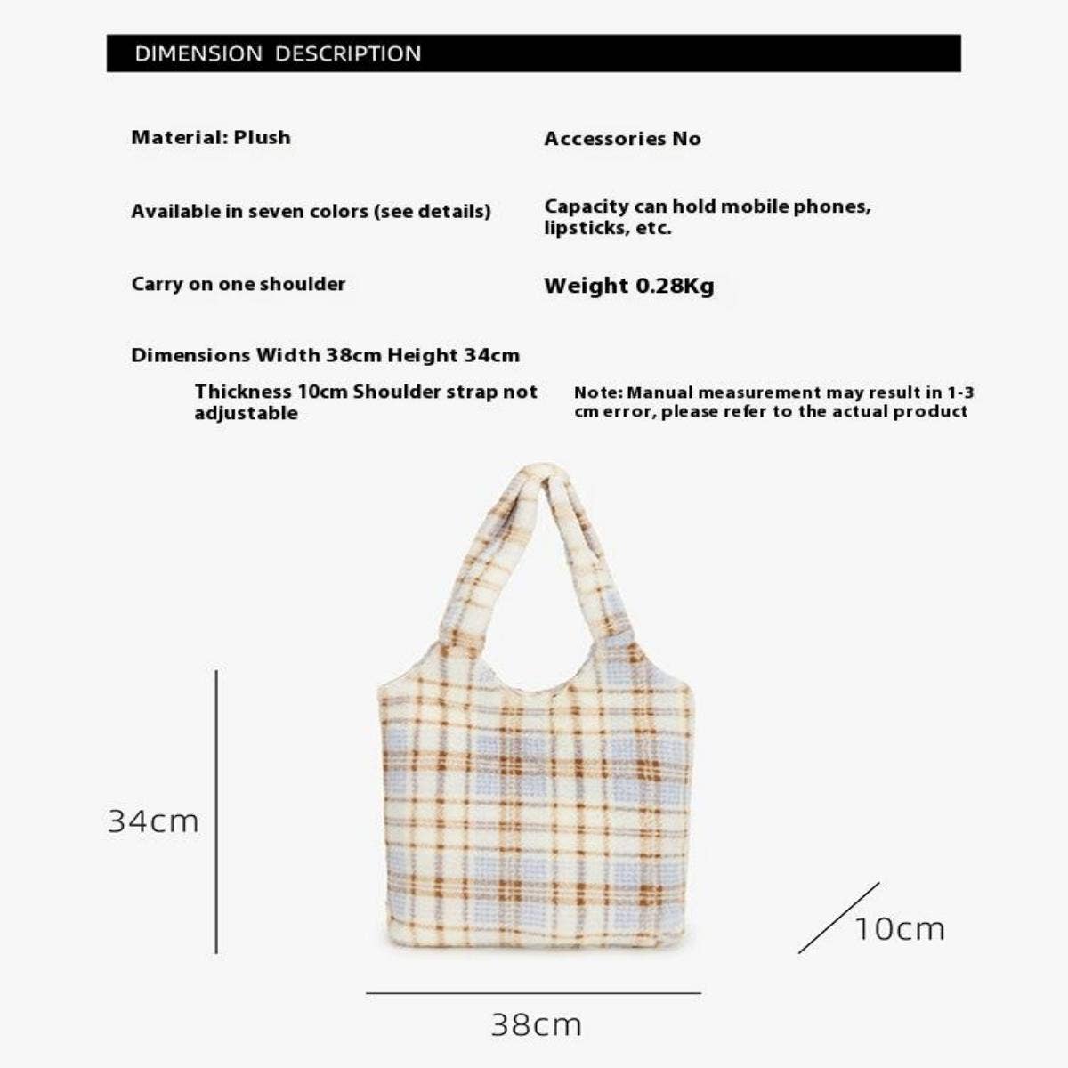 Fluffy Wool Tote Bag  Fashion Shoulder Bag_CUAB00581