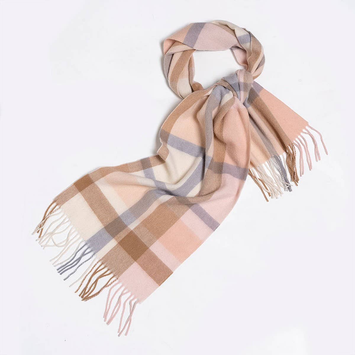 Blue Check Wool Scarf Winter Warmth Unisex Shawl_CWASC2308