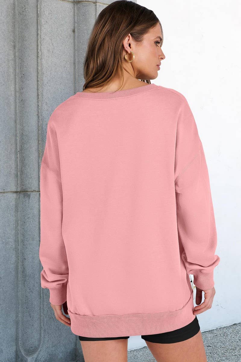 CWTBLL00830_COLORFUL STRIPE V NECK LOOSE SWEATSHIRT