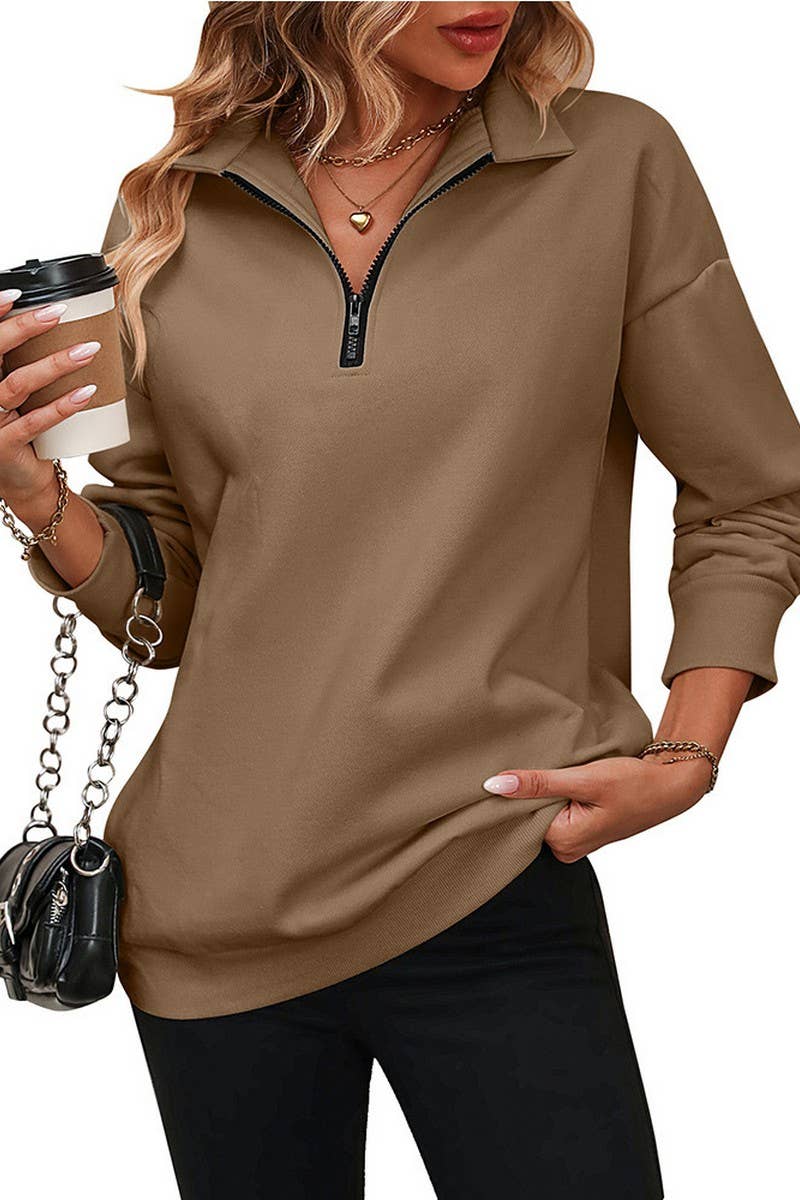 CWTBLL1833_HALF-ZIP LONG-SLEEVED PULLOVER SWEATSHIRT