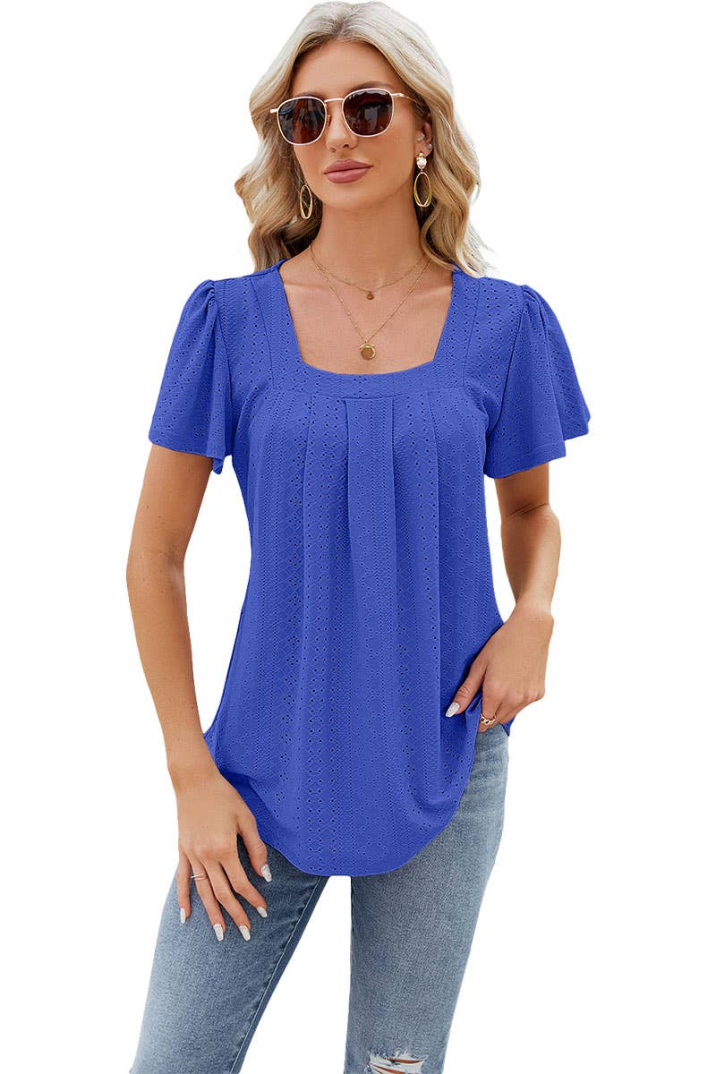 CWTBLS0294_Sweetheart Neck Shirt Sleeve Top