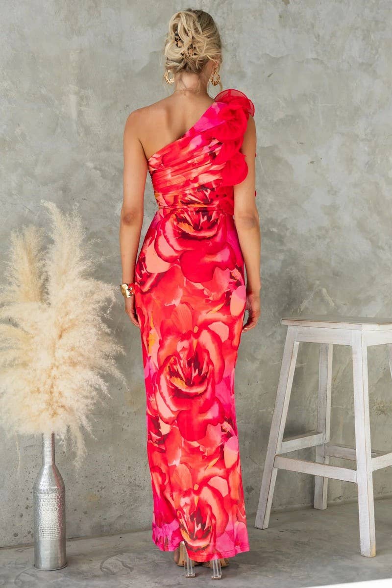 CWDMD5539_SLIM FIT THREE-DIMENSIONAL FLOWER SEXY DRESS