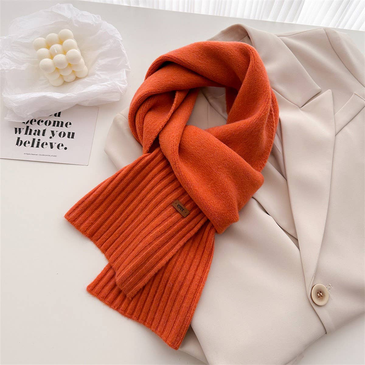 Warm Minimalist Wool Wrap Scarf for Fall Days