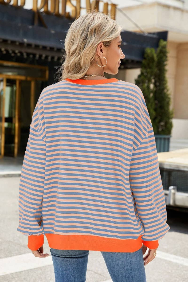 CWTBLL1888_FALL CREW-NECK STRIPED LONG-SLEEVED TOP