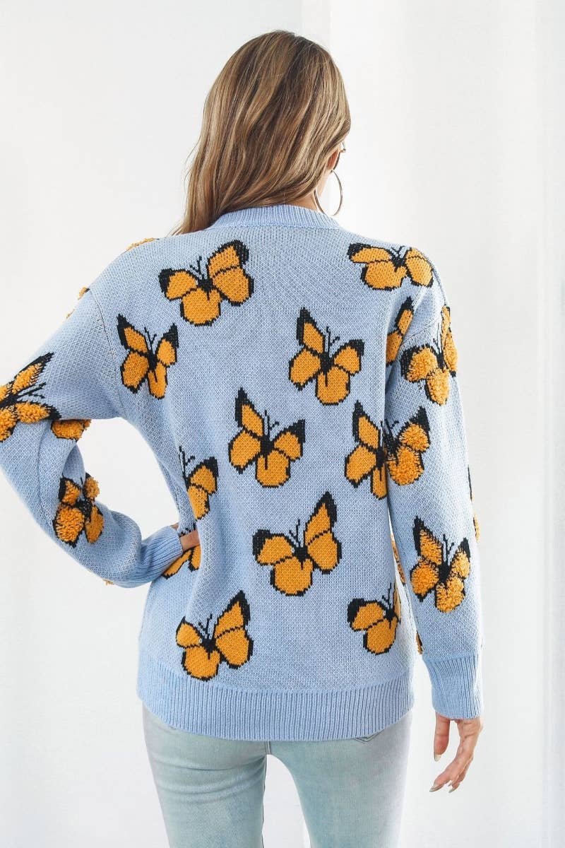 CWOSWL6374_KNIT LOOSE BUTTERFLY LONG-SLEEVED SWEATER