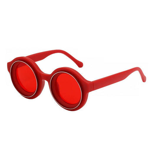 FASHIONABLE HIGH-END ROUND FRAME SUNGLASSES