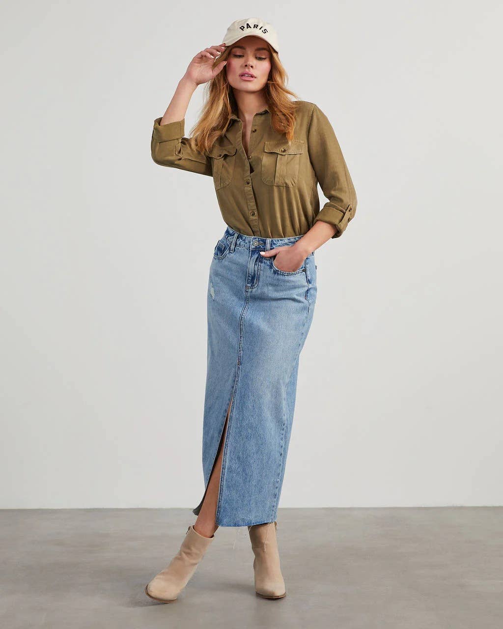 DENIM WASH WATER ELEGANT LONG SLEEVE SHIRT