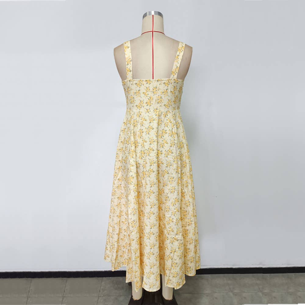 Backless Tie Strap Printed Sleeveless Dress