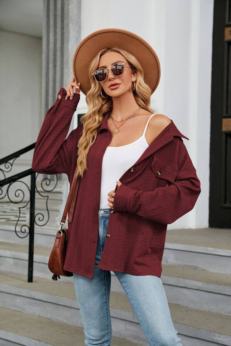 CWTSTL2066_LAPEL BUTTON POCKET LONG SLEEVE SHIRT COATS