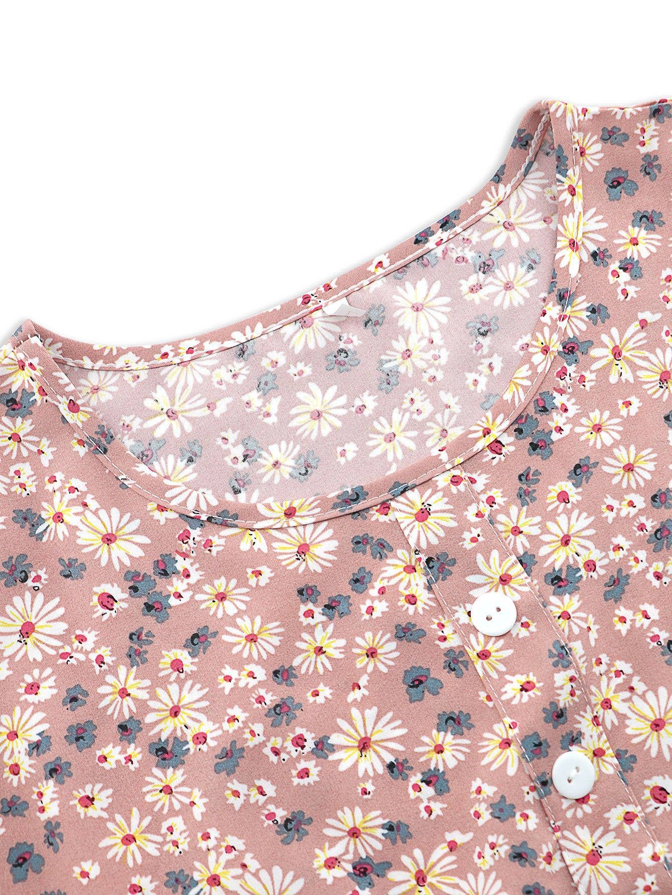 Button-Down Floral Long Beach Dress