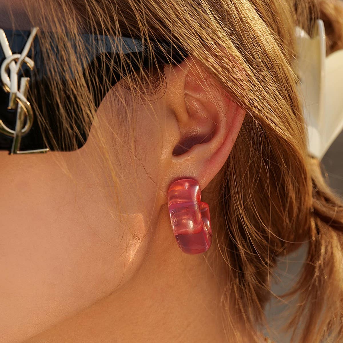 NEW GEOMETRIC COLOR GRADIENT MOON EARRINGS