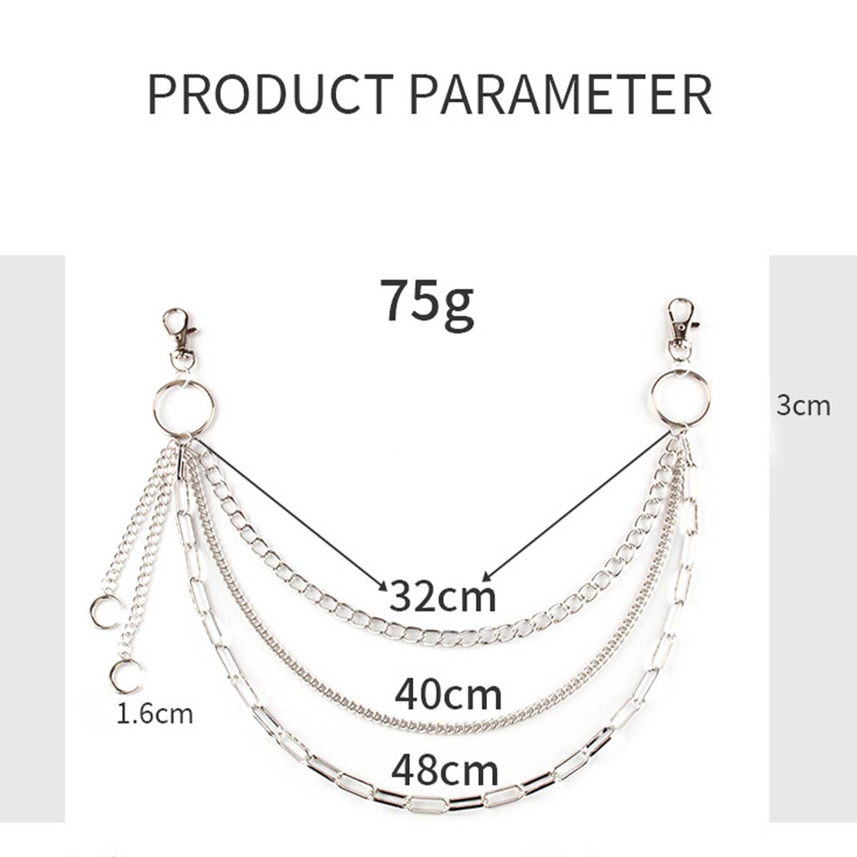 HIP HOP ROCK STYLE MOON PENDANT PANTS CHAIN