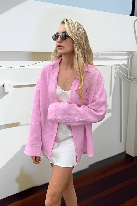 CWTSTL01014_SOLID LOOSE FIT LONG SLEEVE SHIRT