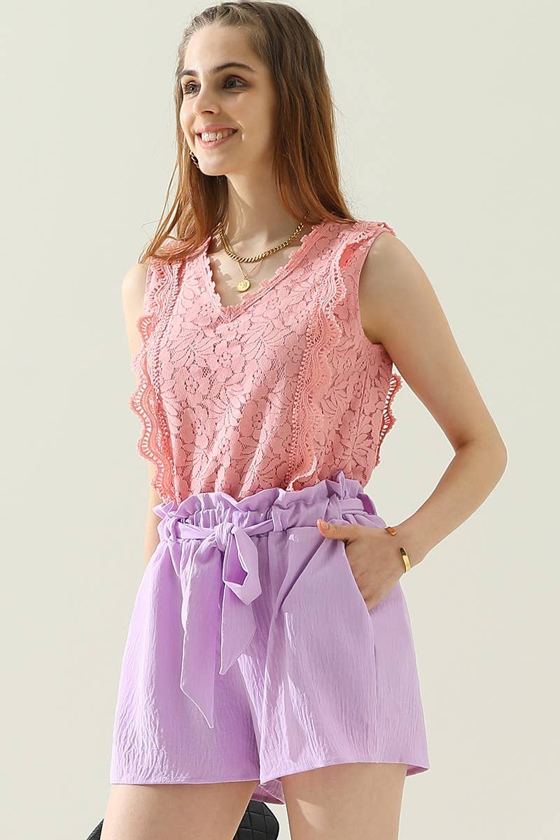 CWBSP155_HIGH WAIST PANTS WITH BELT AND SLANT POCKETS