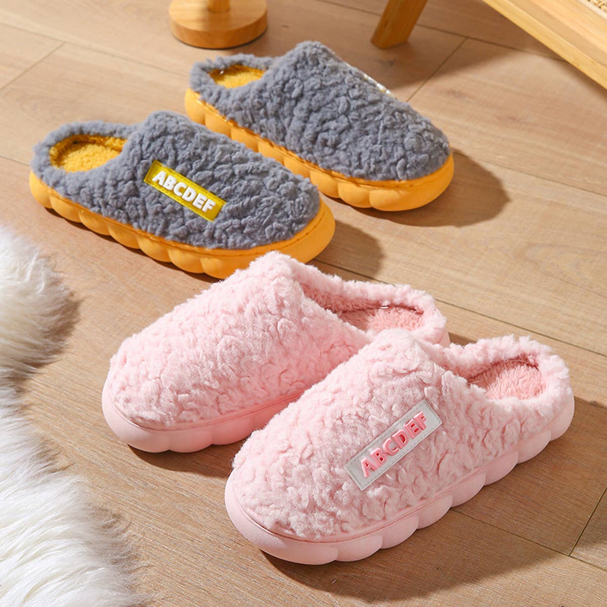 HOUSEHOLD NON-SLIP LETTER WARM COTTON SLIPPERS