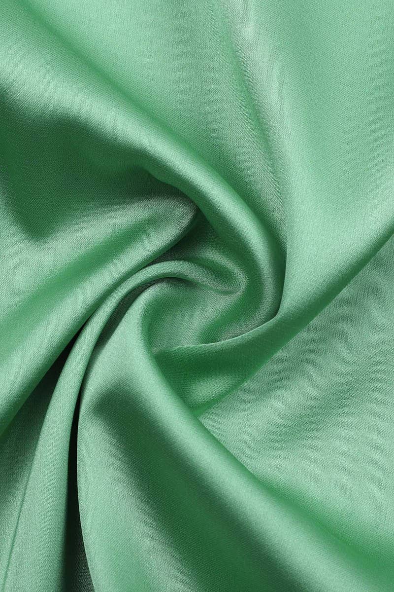 CWTBLL3858_SOLID COLOR ROUND NECK SLEEVE TIE WAIST SATIN TOP