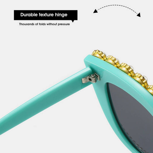 HANDMADE RHINESTONE PEARL RETRO CAT-EYE SUNGLASSES