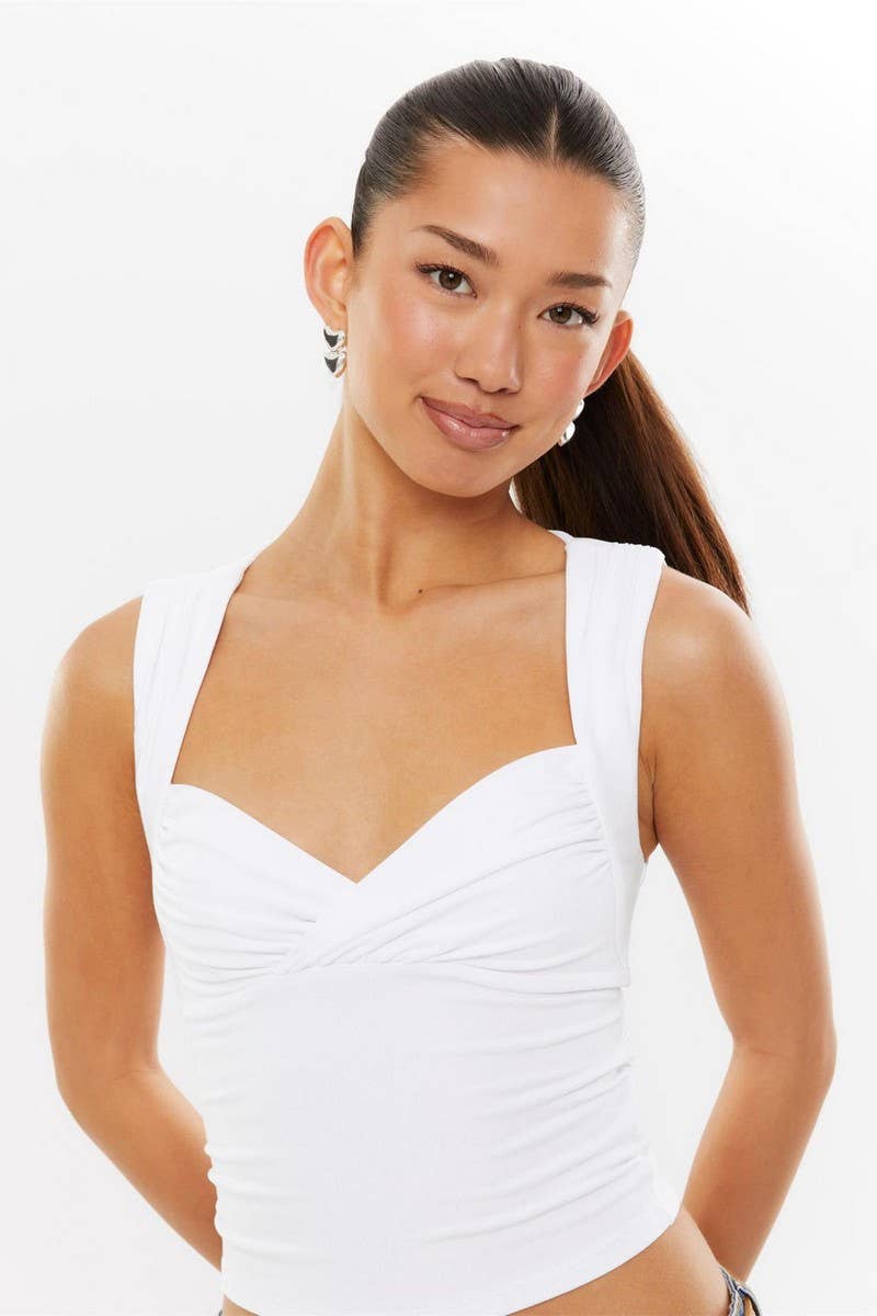 CWTTK0777_SOLID COLOR LOW NECK SLEEVELESS PLEATED VEST