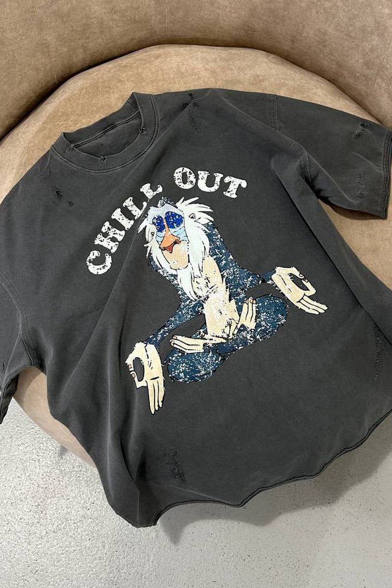 CWTTS1276_CARTOON PRINT OVERSIZED SHORT SLEEVE T-SHIRT