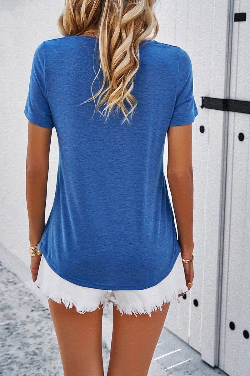CWTBLS0386_V-Neck Short Sleeve Top