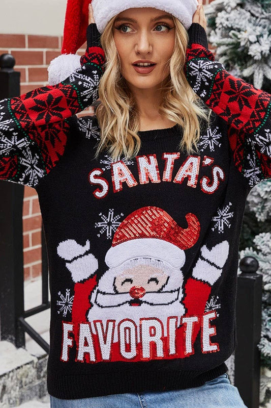 CWOSWL2496_LETTERING EMBROIDERED CHRISTMAS SWEATER