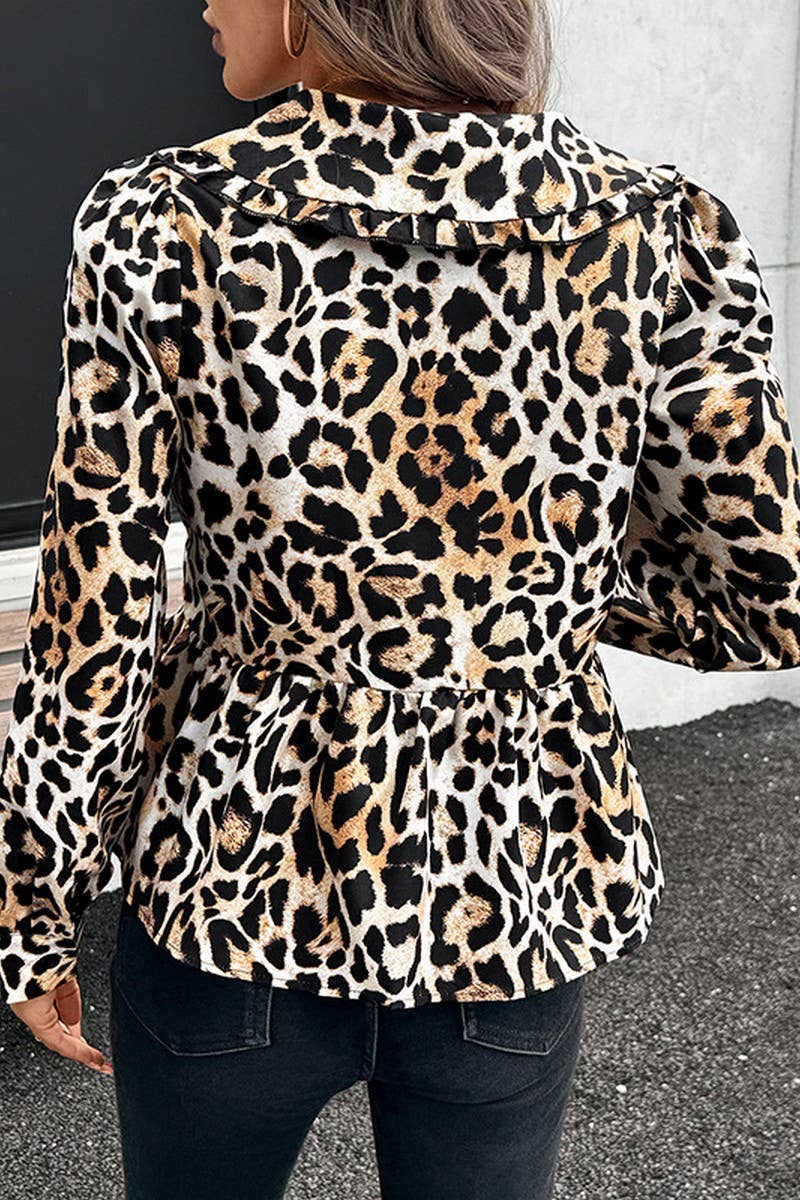 CWTBLL4074_VINTAGE LEOPARD TIE FRONT DOLL COLLAR SHIRT