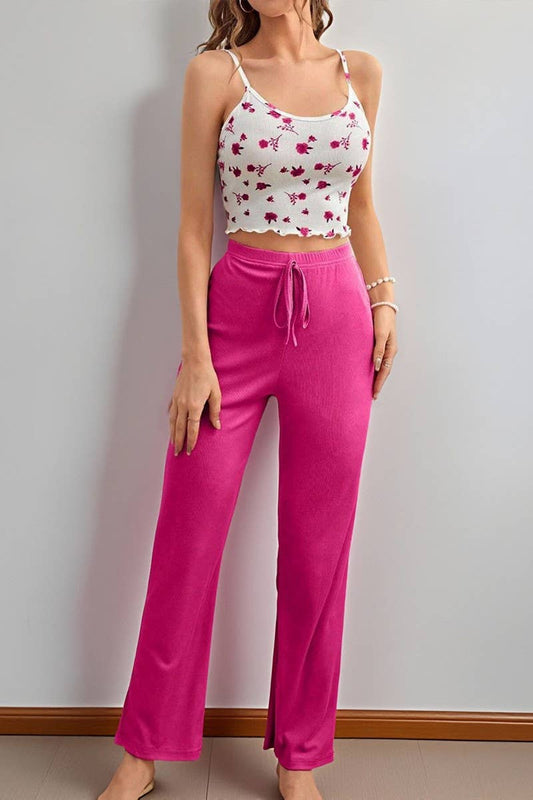 CWSPJ00489_FLORAL CAMI AND PANTS LOUNGEWEAR SET