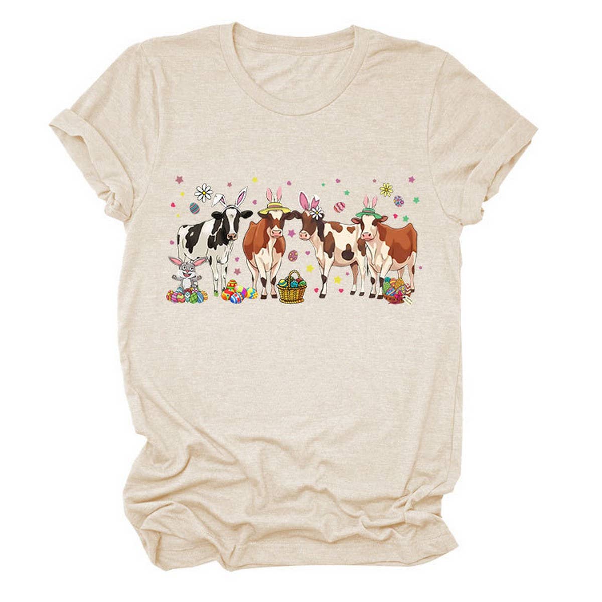 EASTER CASUAL PRINTED ROUND NECK PULLOVER T SHIRT_CWTTS0803