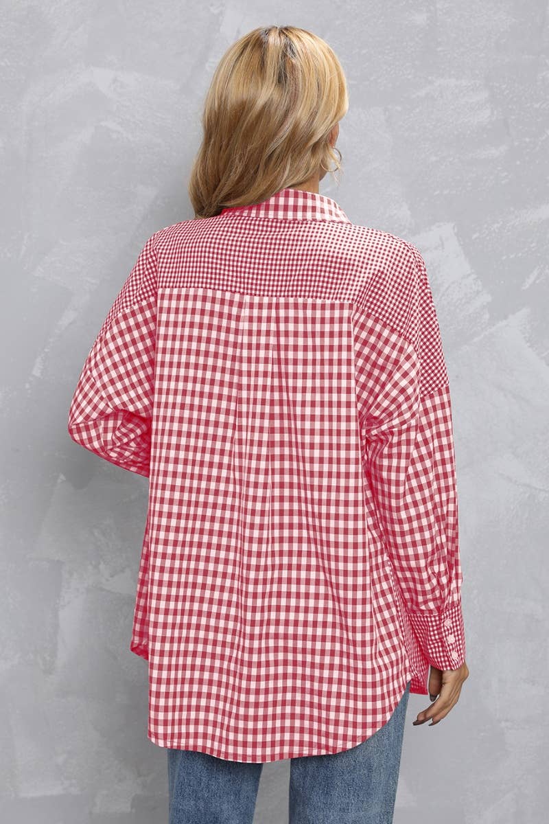 CWTSTL2078_COLOR-MATCHING PLAID LONG-SLEEVED SHIRT