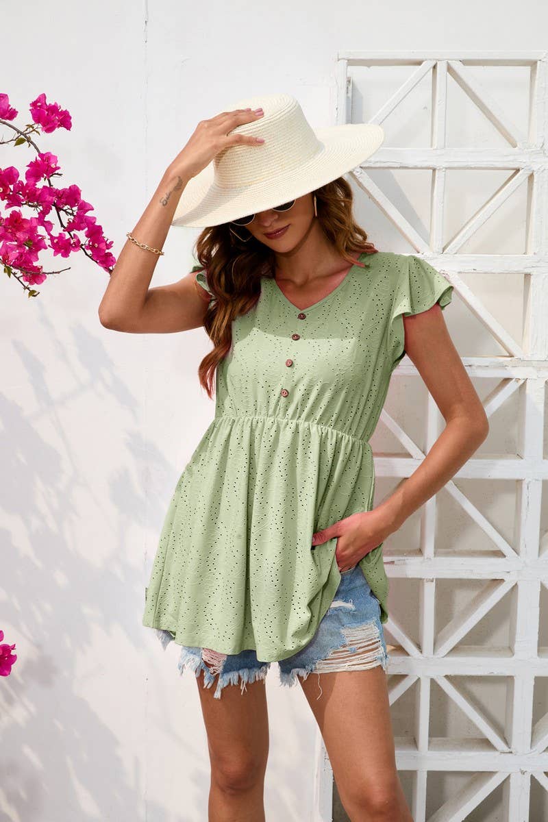 CWTBLS0815_LOOSE CASUAL WAISTED HOLIDAY BLOUSE