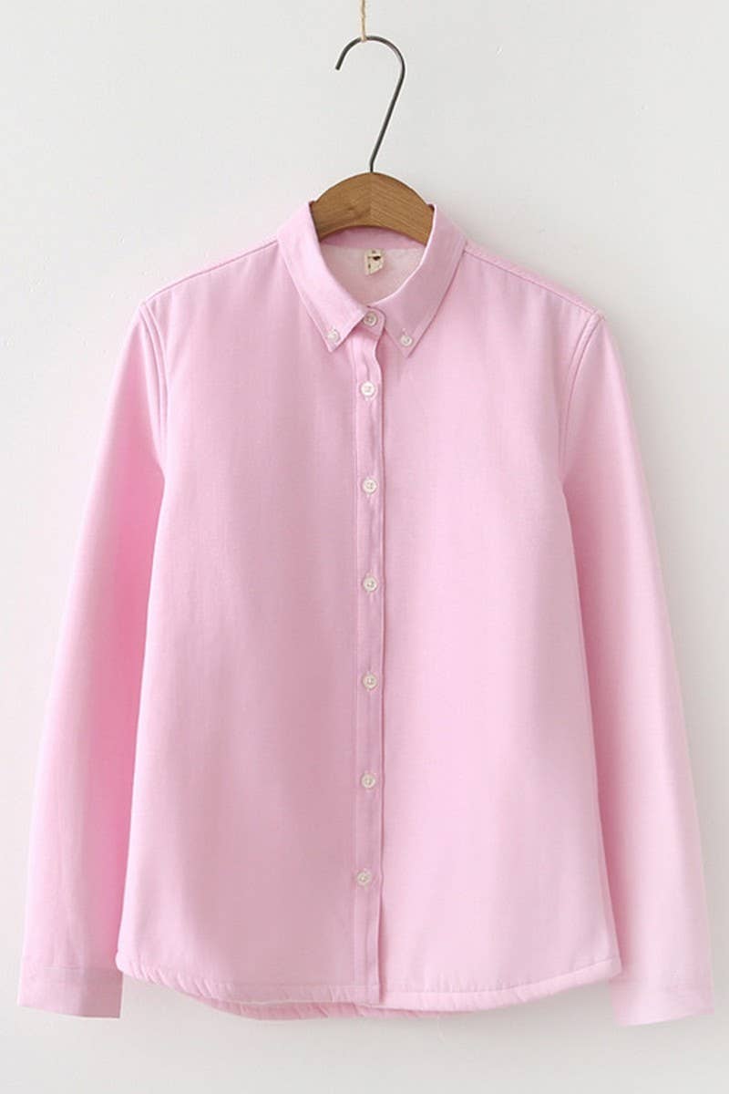 CWTSTL2243_CANDY COLOR PLUSH THICKENED SHIRT BOTTOMING SHIRT