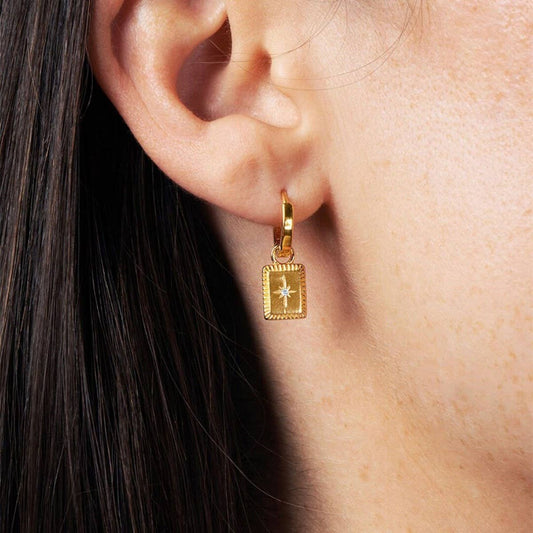 Creative six-pointed star rhinestone earrings