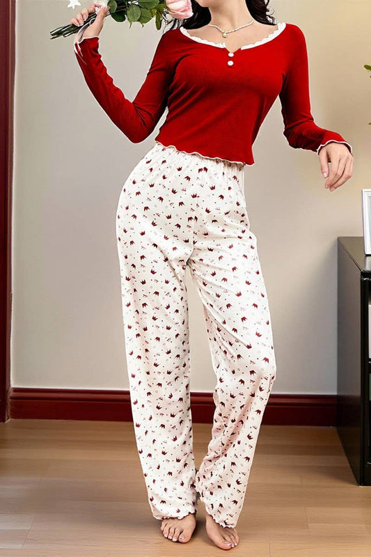 CWSPJ00496_LACE TRIM CROWN LONG SLEEVE PAJAMA SET