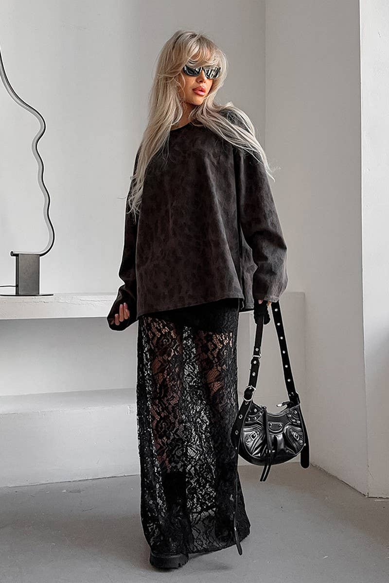 CWBLS141_LACE HOLLOW JACQUARD SEE-THROUGH SEXY SKIRT