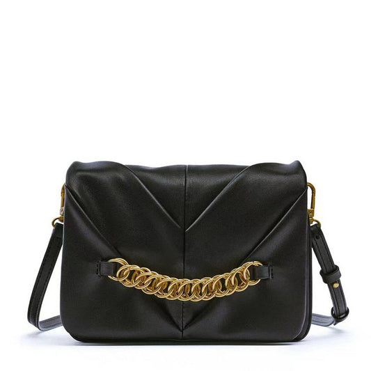 NEW SOLID COLOR SOFT LEATHER PLEATED SHOULDER BAG_CWAB3444