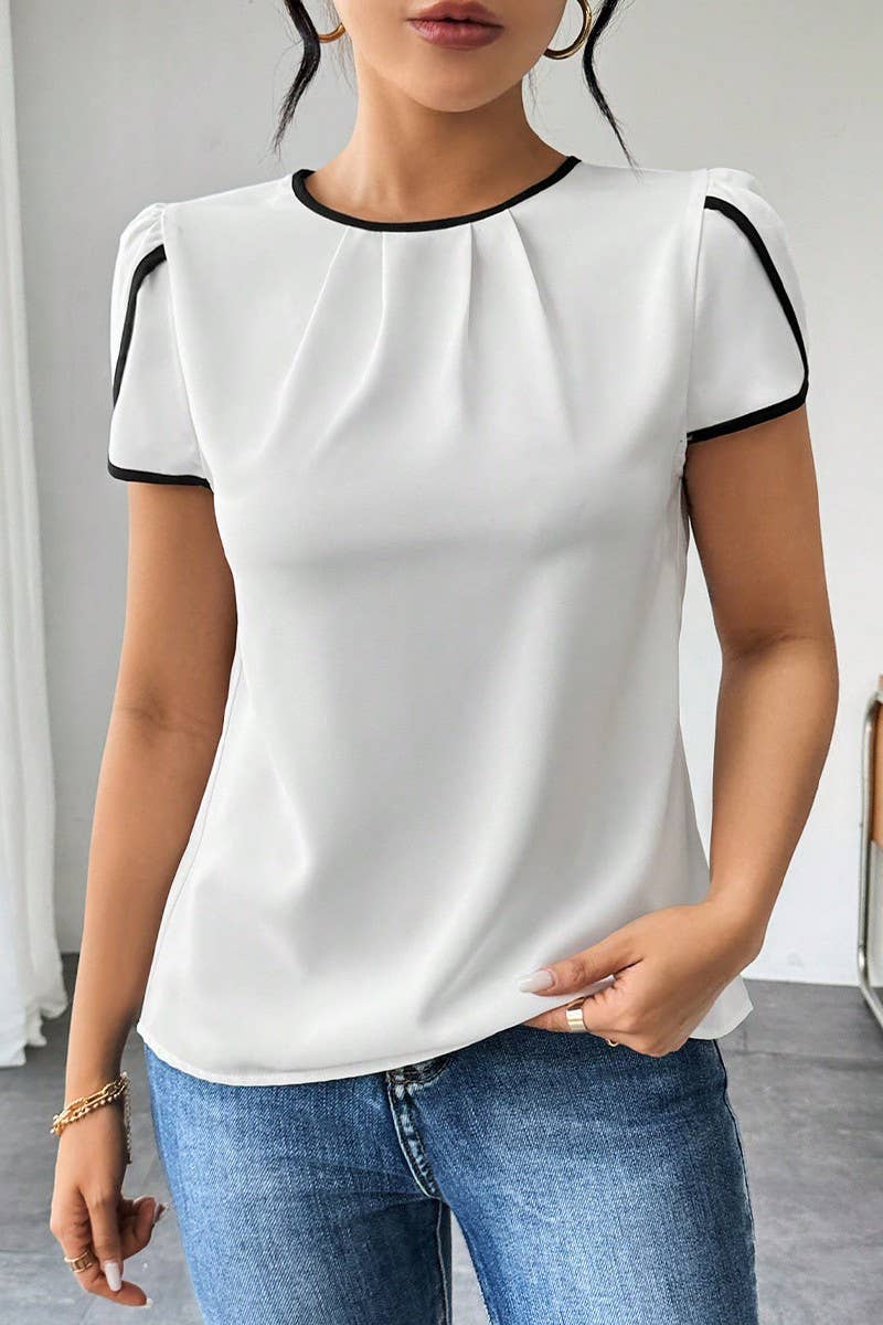 CWTBLS2017_SOLID COLOR CREW NECK LOOSE PULLOVER TOP