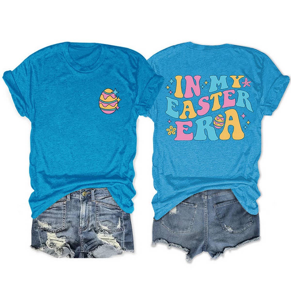 EASTER TREND DOUBLE SIDED LETTER PRINTED TEES_CWTTS0869