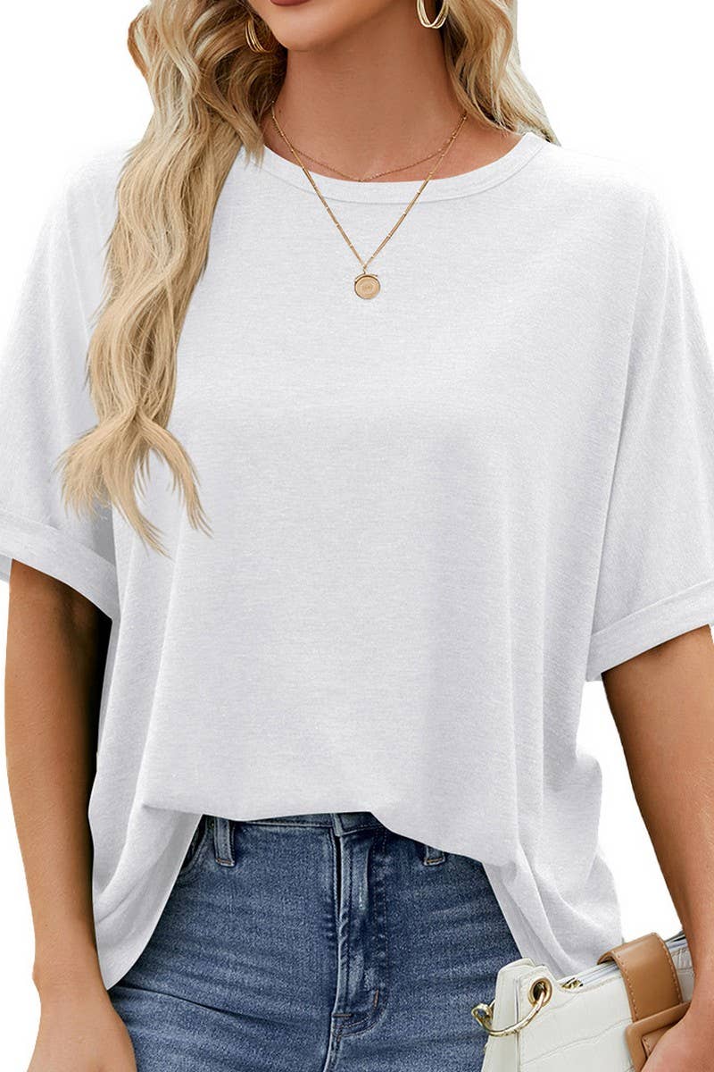 CWTTS1083_ROUND NECK SHORT SLEEVE BAGGY TOP