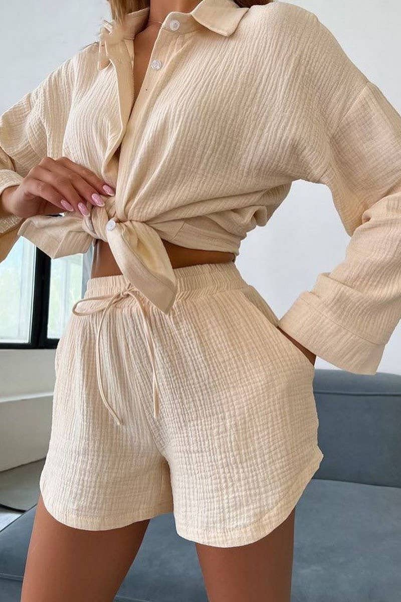 CWSTB1352_LONG-SLEEVED COMMUTER SHIRT AND SHORTS SET