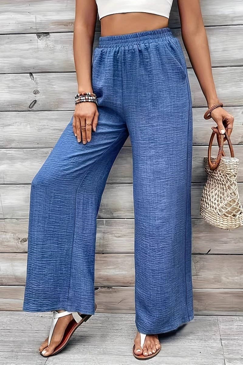 CWBLP1984_MID-RISE ELASTIC WAIST CASUAL WIDE-LEG PANTS